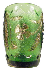 Delaware Tumbler U.S. Glass 15065 Green Four Petal Flower EAPG 1899 Antique