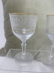 4 Fostoria Renaissance 5 7/8″ Claret Water Goblets with Gold Trim
