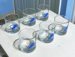 BEAUTIFUL LOT OF ( 6 ) DETROIT LIONS JACK DANIELS OLD #7 BRAND WHISKEY GLASSES
