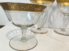 Tiffin Franciscan Minton Optic (?) Gold Rimmed Sherbet Glasses, Mixed Lot 4