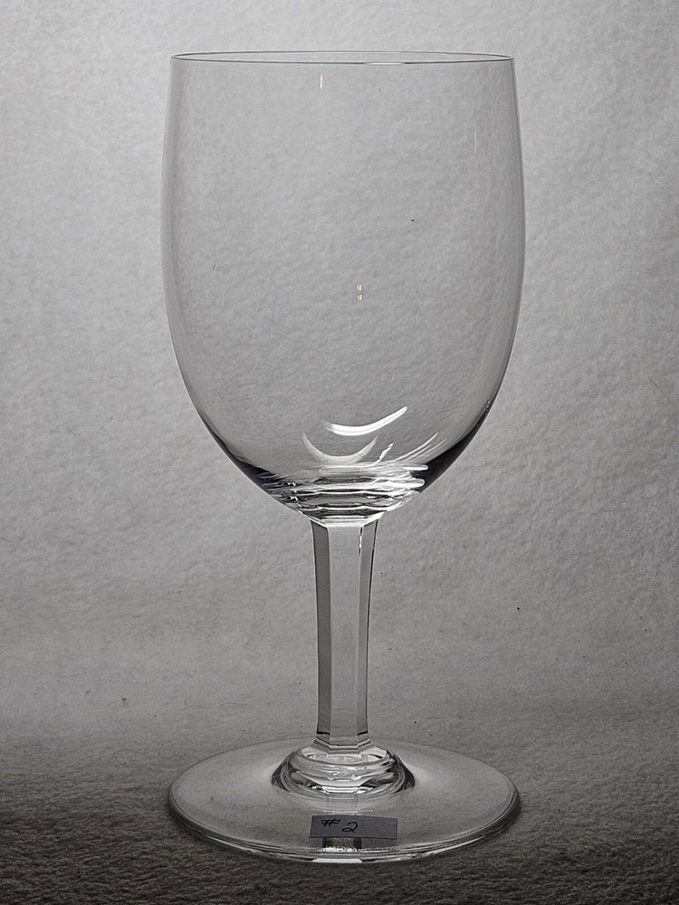 Signed Baccarat Crystal Tall Water Goblet With Hexagonal Cut Stem 6 3/4″ #2