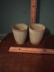 Vintage Pair Of Frankoma Prairie Green Tumblers 3.5 Inches High 5LC