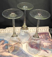 3 Tall Long Stem Iridescent Contemporary Crystal Wine Glasses Set