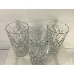 Vintage Antique Circa Mid-20th Century-Cut Crystal 3 Tumblers Glasses Set of 3