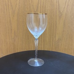 Lenox Monroe Crystal Gold Rim Wine Glass 7 5/8” Tall Twisted Stem Original Label