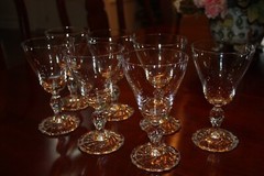 Fostoria Colonial Dame Clear Blown Glass Water Goblets Swirl Stem Set of 7