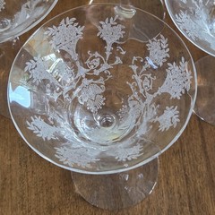 Morgantown Glass «Mayfair» Etched Champagne Glasses Set of 4 Art Nouveau Style