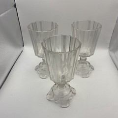 EAPG No. 300 CLEAR RIBBON by Adams Co COLORLESS Stemware etched Set Of 3