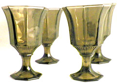 Octagonal Amber Water Goblets by Independence (4)
