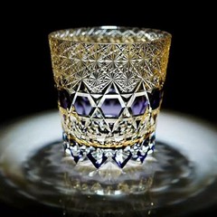 Unique Whiskey Bourbon Glasses Crystal Hand Cut Edo Kiriko 10oz Purple