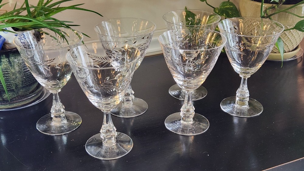 Set of 6 TIFFIN FRANCISCAN «Montecarlo» Crystal Water Goblets / Glasses 10oz 6″