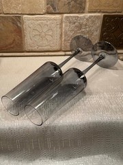 “Smoke Gray Champagne Flutes – Estelle Style” 10 inches tall