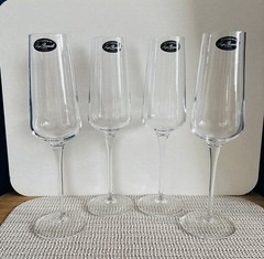 Set Of 4 Luigi Bormioli Titanium Reinforced Crystal Sparkling Wine Glasses