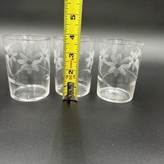 VTG Etched Crystal Tumblers Floral Daisy Mid-Century Modern Set of 3 MCM