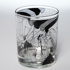 Four (4) Saks Fifth Ave. Gatsby Deco Style Tumbler Cocktail Glasses, 4.25″h