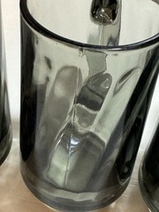 Set Of Four Vintage LIBBEY Optic Swirl Smoke Black Beer Mugs