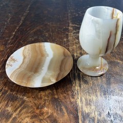 Handcrafted Marble Goblet and Saucer – Elegant Decorative Accent