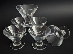 Vintage Clear Glass Stem Base Martini Cordial Glasses Or Dessert Cups Set Of (6)