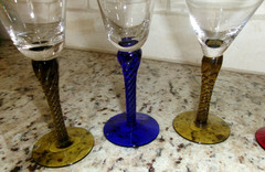 Twisted Stem Cordial Glasses Various Colors & Sizes Set Of 6 NEW
