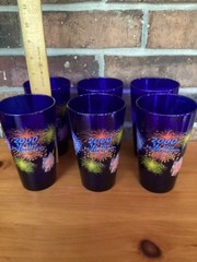 6 Vintage Y2K Libbey 5 7/8” Tumblers Cobalt Blue 2000 The New Millennium Y2K