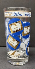 Blue Chip Stock Market Barware MCM Set 4 Rocks Glasses Georges Briard Style Rare