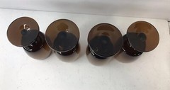 Two 2 MCM Gorham Crystal Accent Brown Wine Glasses 6 oz