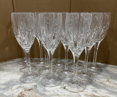 12 Vintage Mikasa Uptown Water Goblet Cut Crystal Wine Glasses Dinner Set 8-1/8″