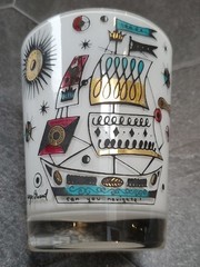 Vintage MCM Georges Briard Ship Navigation Rock Cocktail Glass Set Milk white