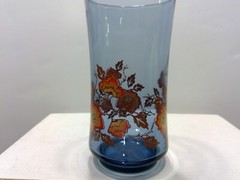 Vintage Set of 6 Libby Franco Bolero Blue 5 1/4″ Tumblers with Poppies