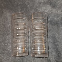 2 Glass HOOPS Cooler Tumblers Ribbed Rings Clear