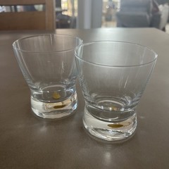 Set of 2 Made In Poland Whiskey Glasses Hand Blown Art Deco Barware