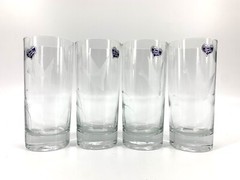 Vintage Javit Hand Cut Crystal Water JUICE GLASSES Tumblers Mallard Set of 4