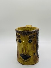 Handcrafted Pottery Face Mug Pair ~ Man & Woman