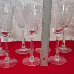 Tiffin Fransiscan Seven 8.25 inch Stemed 6 Ounce Goblet Blue Bell Etch