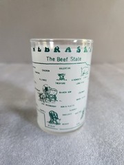 Vintage Hazel Atlas Nebraska State Frosted Juice Glass • The Beef State