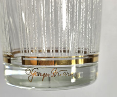 Georges Briard 22K Gold Band & Frosted Lines Highball Glasses 8″ Set of 4 EUC