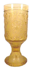 Indiana Sandwich Daisy Goblet Amber Glass Footed Vintage 40s 50s 60s Tiara