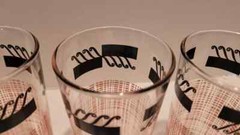 Set of 4 Mid Century Pink & Black Design 5″ Tall x 2.5″ Diameter Perfect