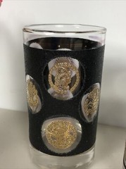 Set of 2 Vintage Mid Century Modern Black And Gold Glasses W/ Georgia Gold 1830