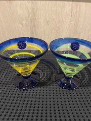 Kosta Boda Royal Caribbean Martini Margarita Swirl Glass Hand Blown Cobalt Blue