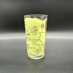 Vintage Kentucky State Souvenir Glass Tumbler Map Green Gold Mid Century Barware