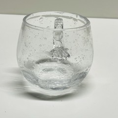 Bubbled Glass Hand Blown Punch Cup 3” Tall Unmarked