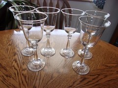 Wine Tulip Shaped Flared 7 3/4″ Double Wafer Stem 1924 Libbey – Set of 6