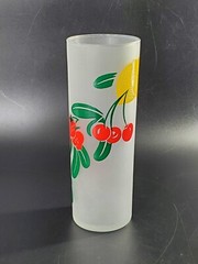 Set Of 2 Vintage Federal Glass Tall Frosted Fruit Tumblers Highball Glasses