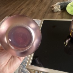 Set of 2 Purple & Gold Iridescent Arrow Pattern Glass Tumbler Drinking Glasses