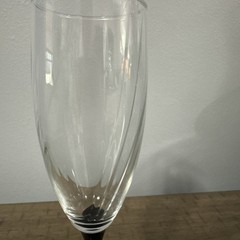Set of 2 Clear Glass Champagne Flutes with Black Stems, Tapered, Glossy Finish