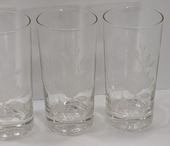 Vintage LIBBEY- WHITE ROSES 5.5″ Drinking Glasses Tumbler High Ball – Set of 4