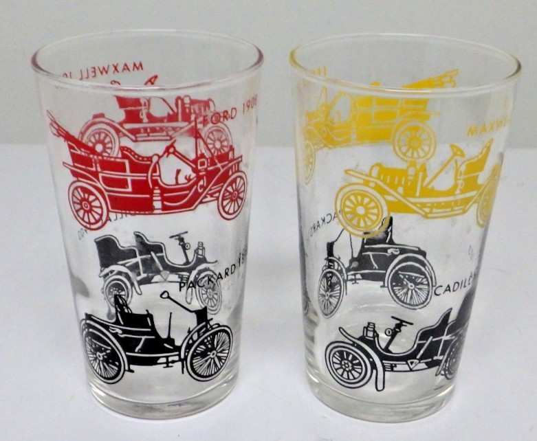 2 Federal Glass Antique Car Auto Maxwell Cadillac Packard Ford 4½” Man Cave