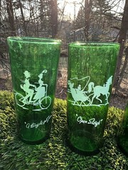 Anchor Hocking Green Glasses (7) Excellent Condition The Hanson Gas Bugs BUY NOW
