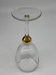 Gibson Golden Solitaire Water 12 Oz Goblet Wine 24K Optic Glass Steam 8.5″ Vtg